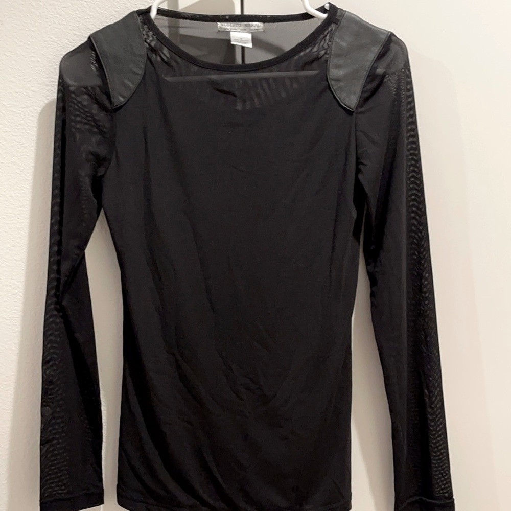 Lace Top with Leather details